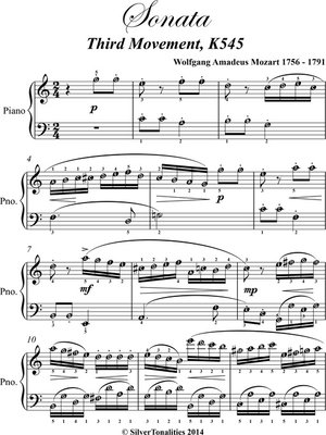 cover image of Sonata in C Major K545 Third Movement Elementary Piano Sheet Music